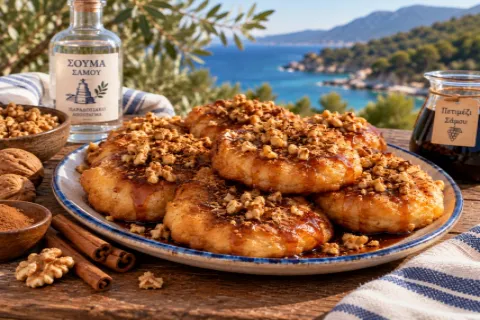Katimeria di Samo con mosto cotto, noci e cannella