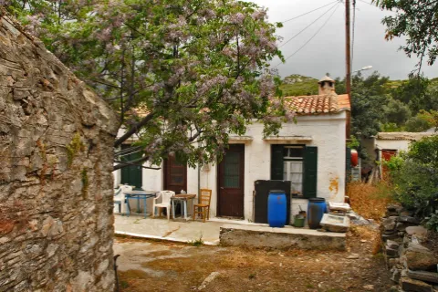 Traditional stone house in Palaiochori, Marathokampos, Samos.